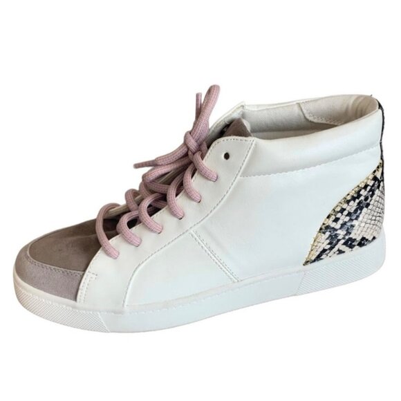 CIRCUS by SAM EDELMAN White High-Top Snakeskin Ankle Deszi Sneakers Size 5.5M - Picture 1 of 9